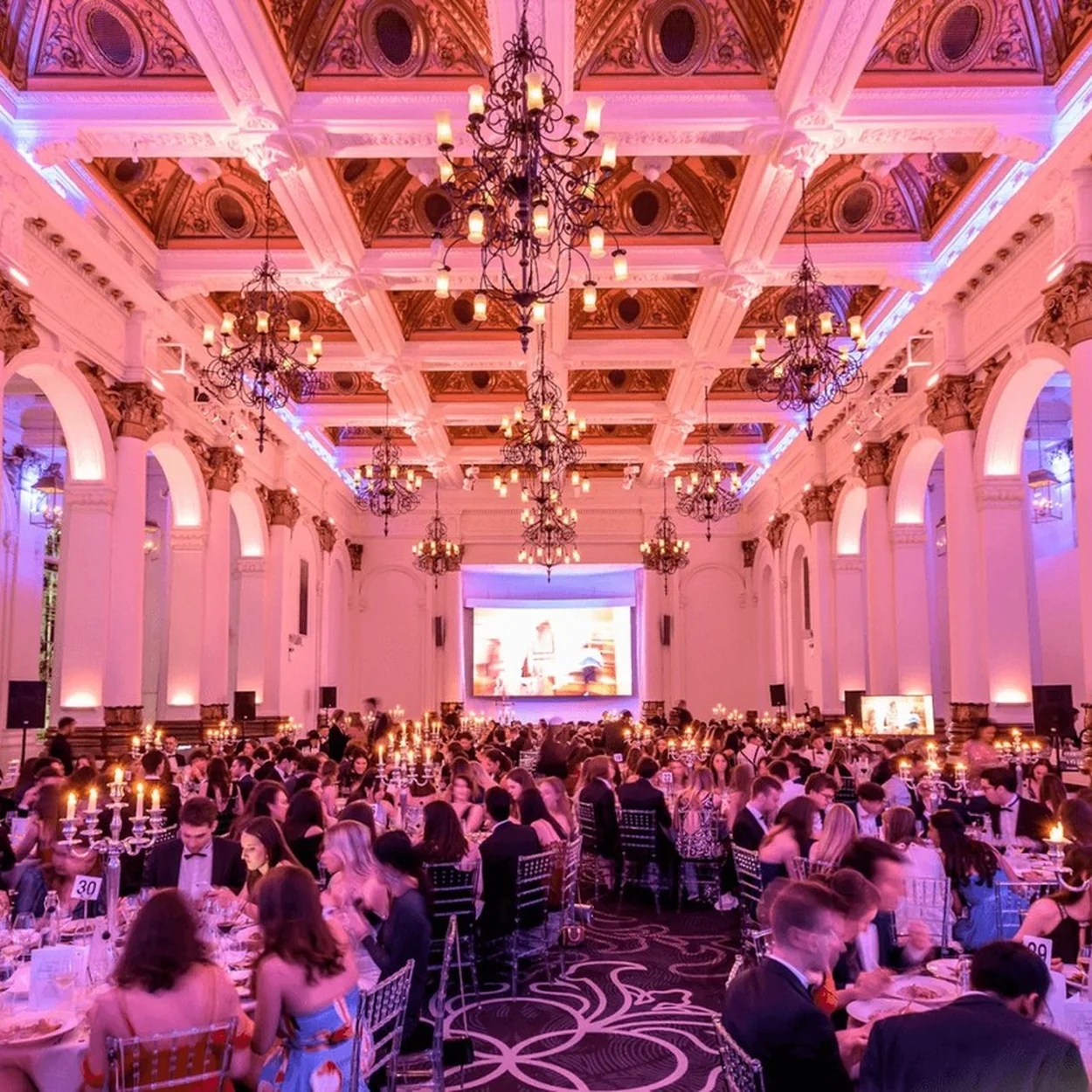 8 Northumberland Avenue Ballroom set for a seated awards dinner