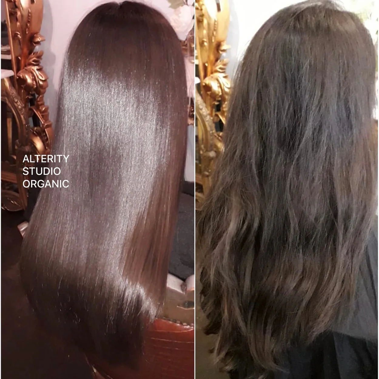 Alterity Studio keratin treatment result showing smooth glossy dark hair