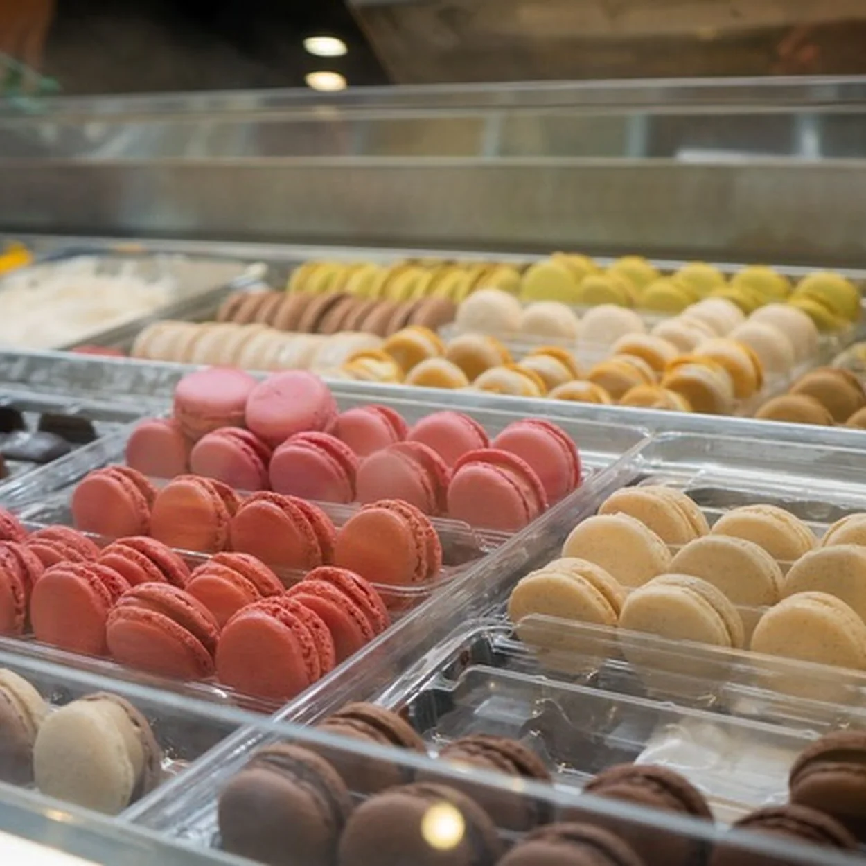 Amorino macarons and gelato macarons in the display counter