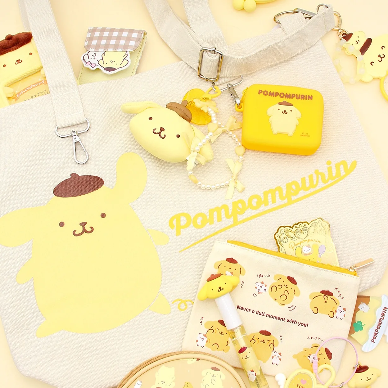 Artbox Pompompurin tote bag and accessories