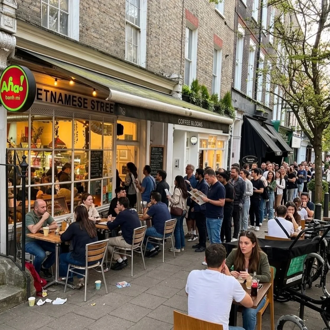 Banh Mi Aha shopfront with diners at outdoor tables