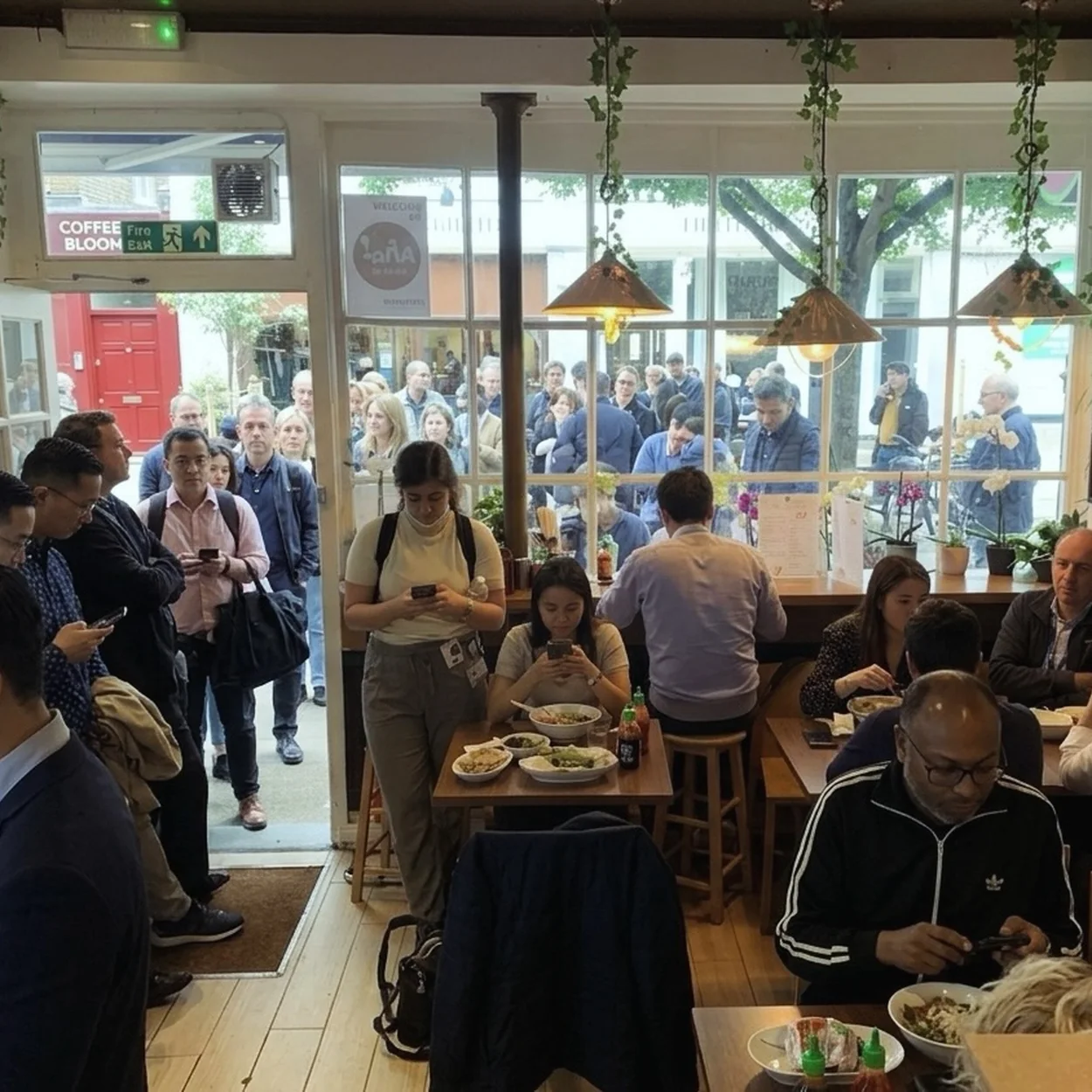 Banh Mi Aha interior with customers at lunchtime
