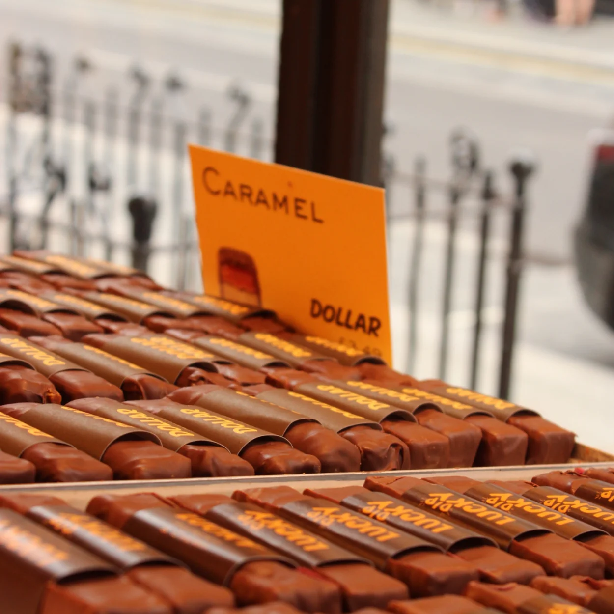 Barnaby chocolate bar counter with caramel bars