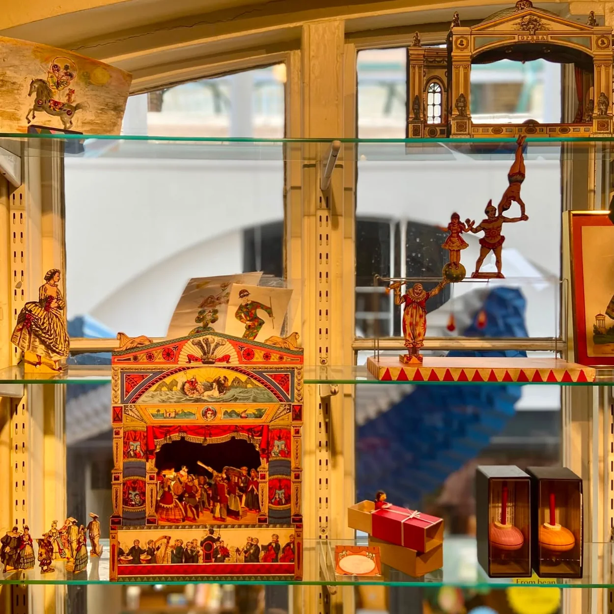 Benjamin Pollock's Toyshop window display with a paper theatre