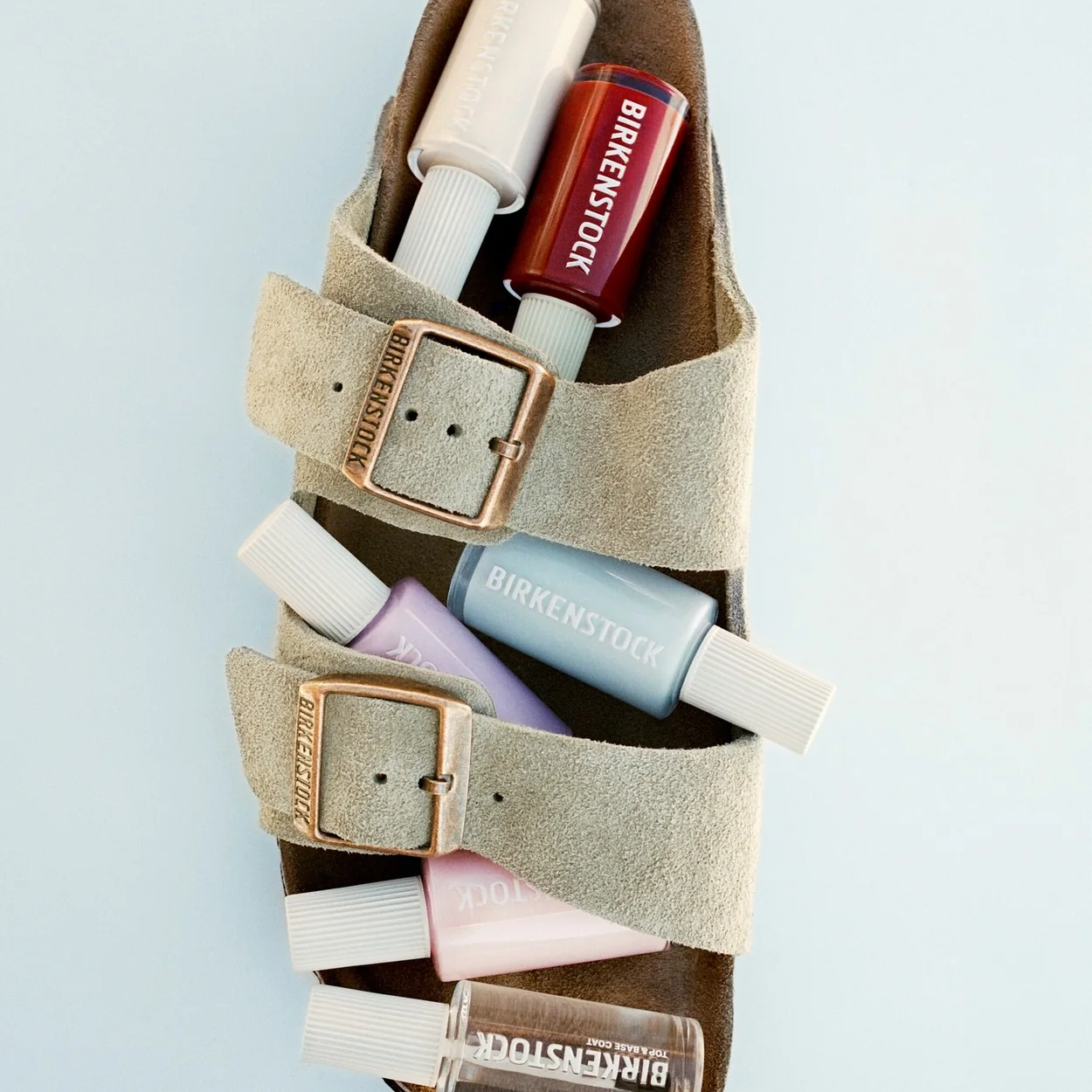 BIRKENSTOCK beige suede Arizona sandal with buckle straps
