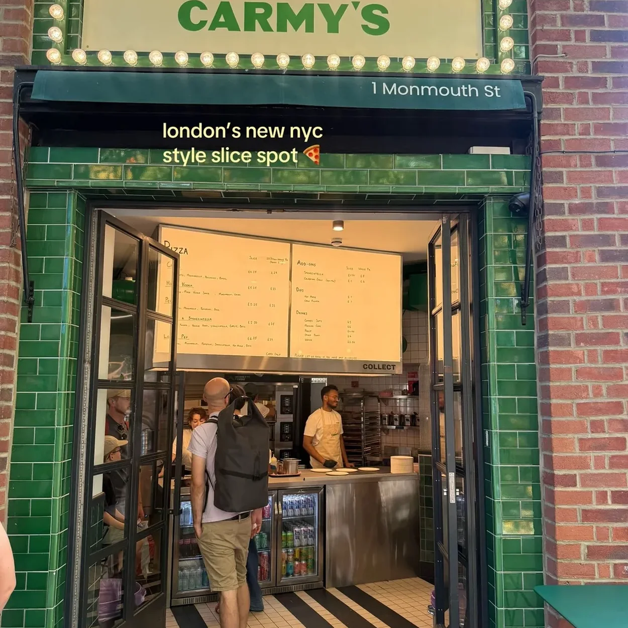 Carmy's green-tiled entrance on Monmouth Street