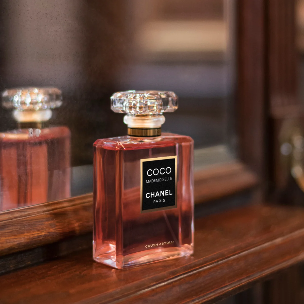 CHANEL Fragrance & Beauty, Coco Mademoiselle bottles on a dressing table