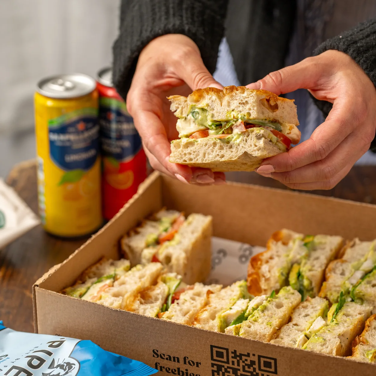 Coco di Mama focaccia sandwich platter for catering
