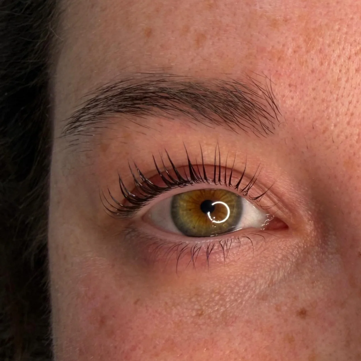 Connect Wax & Beauty close-up of lifted lashes after treatment