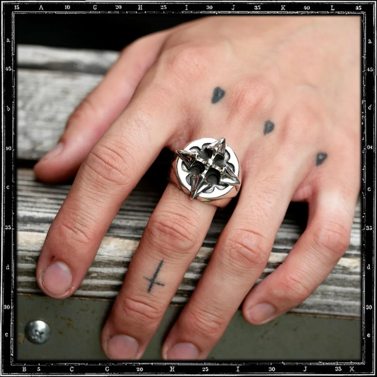 Crazy Pig Designs chunky silver signet ring with star motif