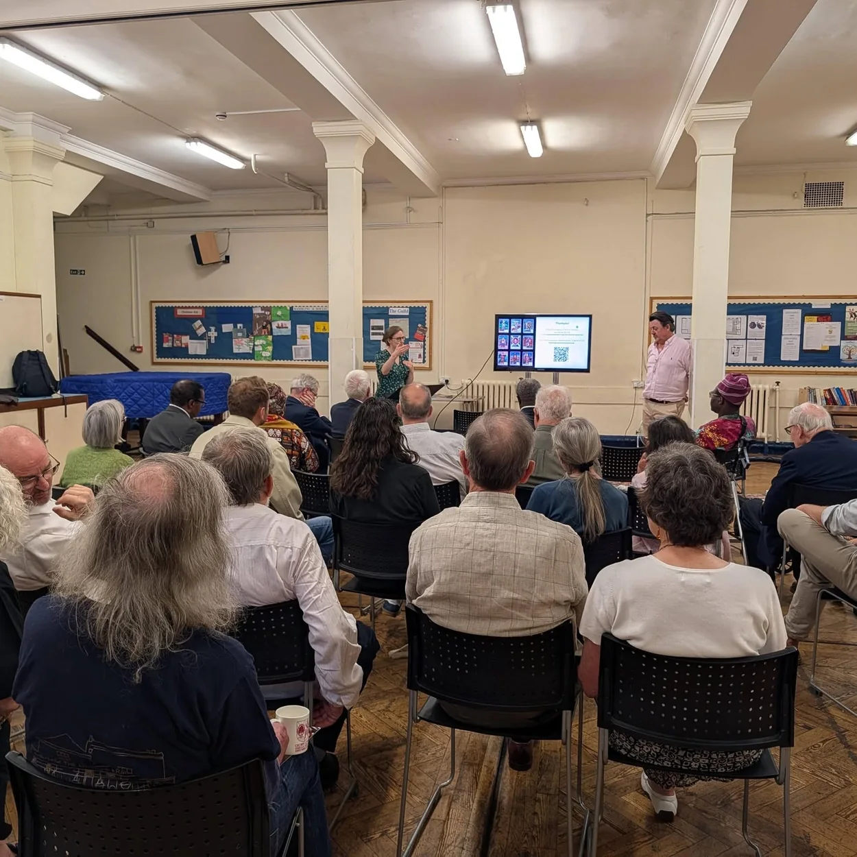Crown Court Church of Scotland church hall in use for a community meeting