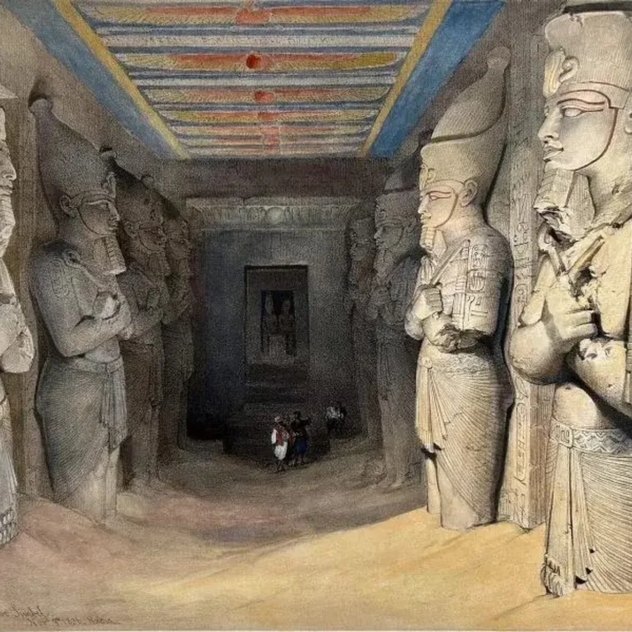 Darnley Fine Art David Roberts lithograph of the interior of the temple at Abu Simbel