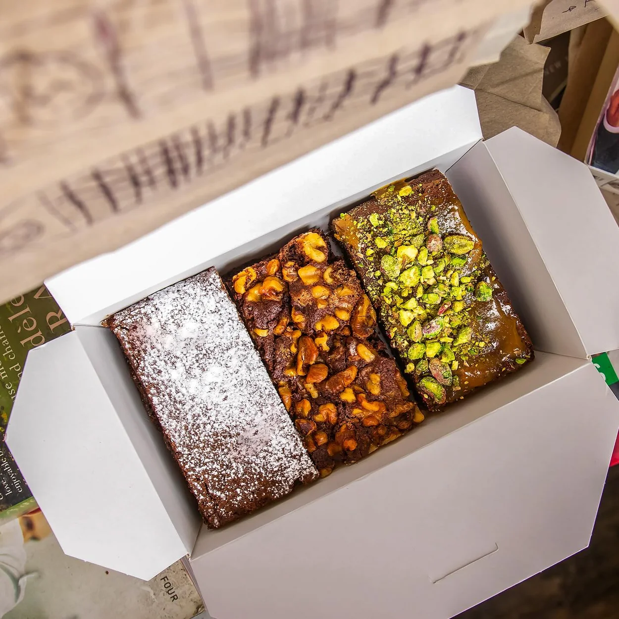 Drury 188-189 box of baked cakes and brownies