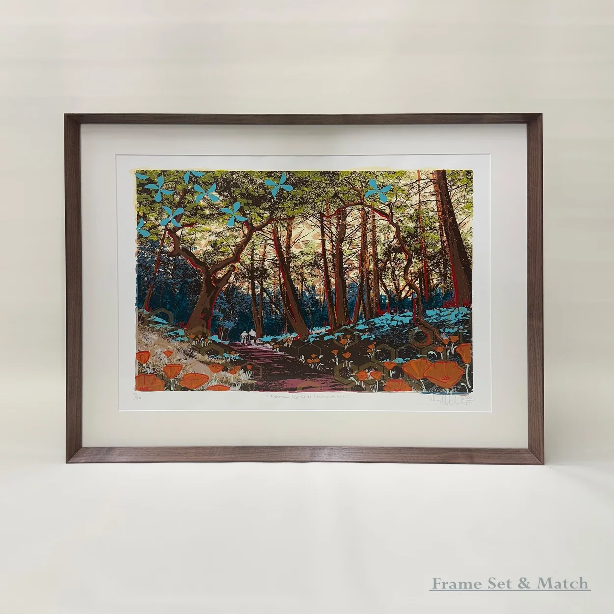 Frame Set & Match framed woodland print with a wide white mount