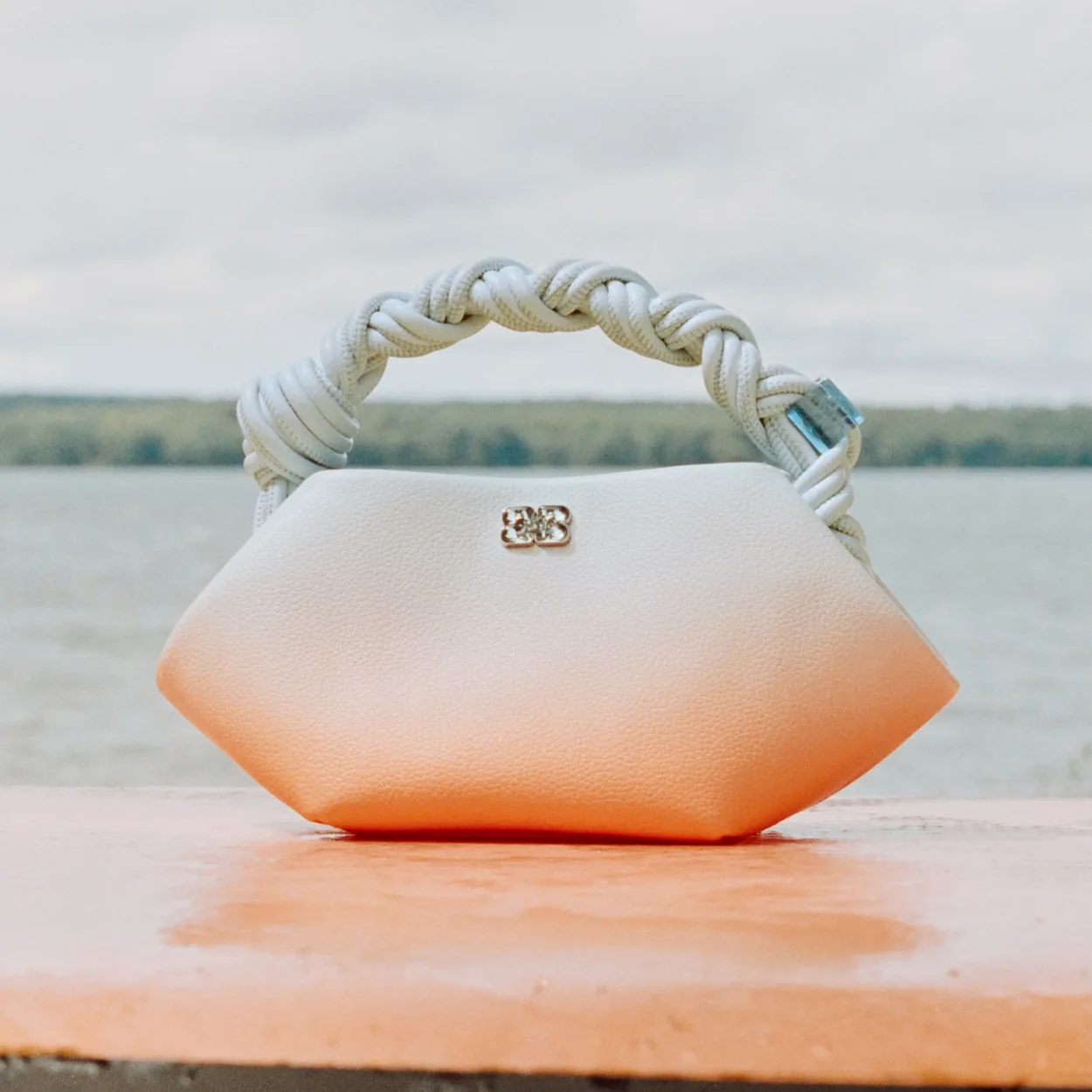 GANNI ombre Bou bag photographed by a lake
