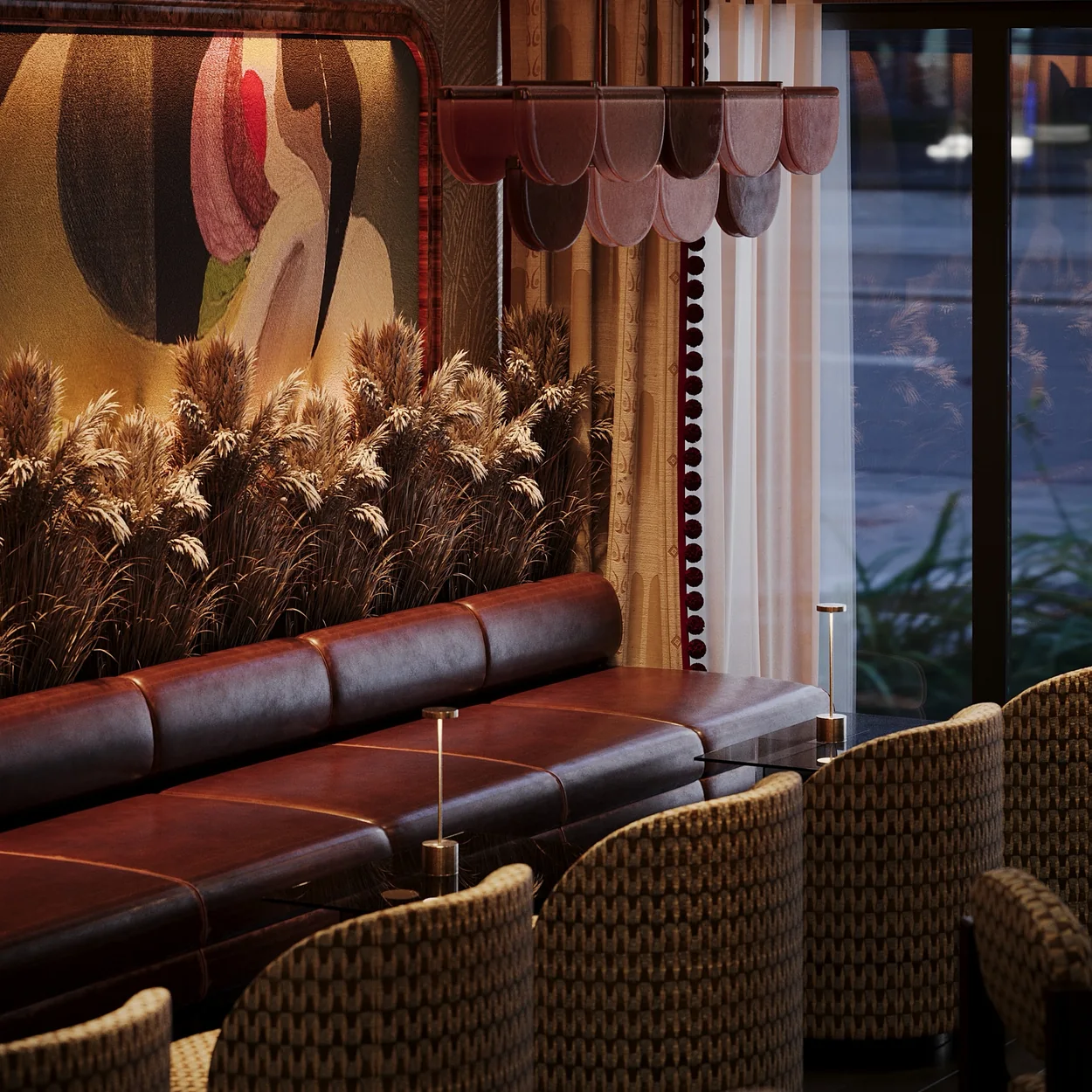 Gaucho Covent Garden leather banquette seating by the window