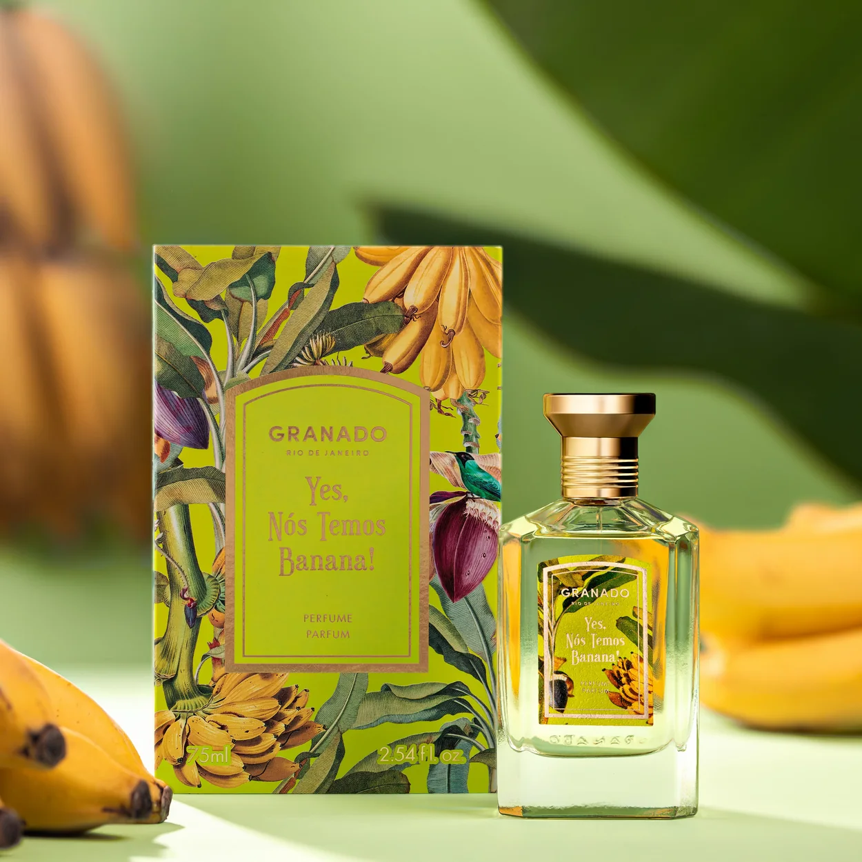 Granado Yes Nos Temos Banana fragrance bottle with its illustrated box