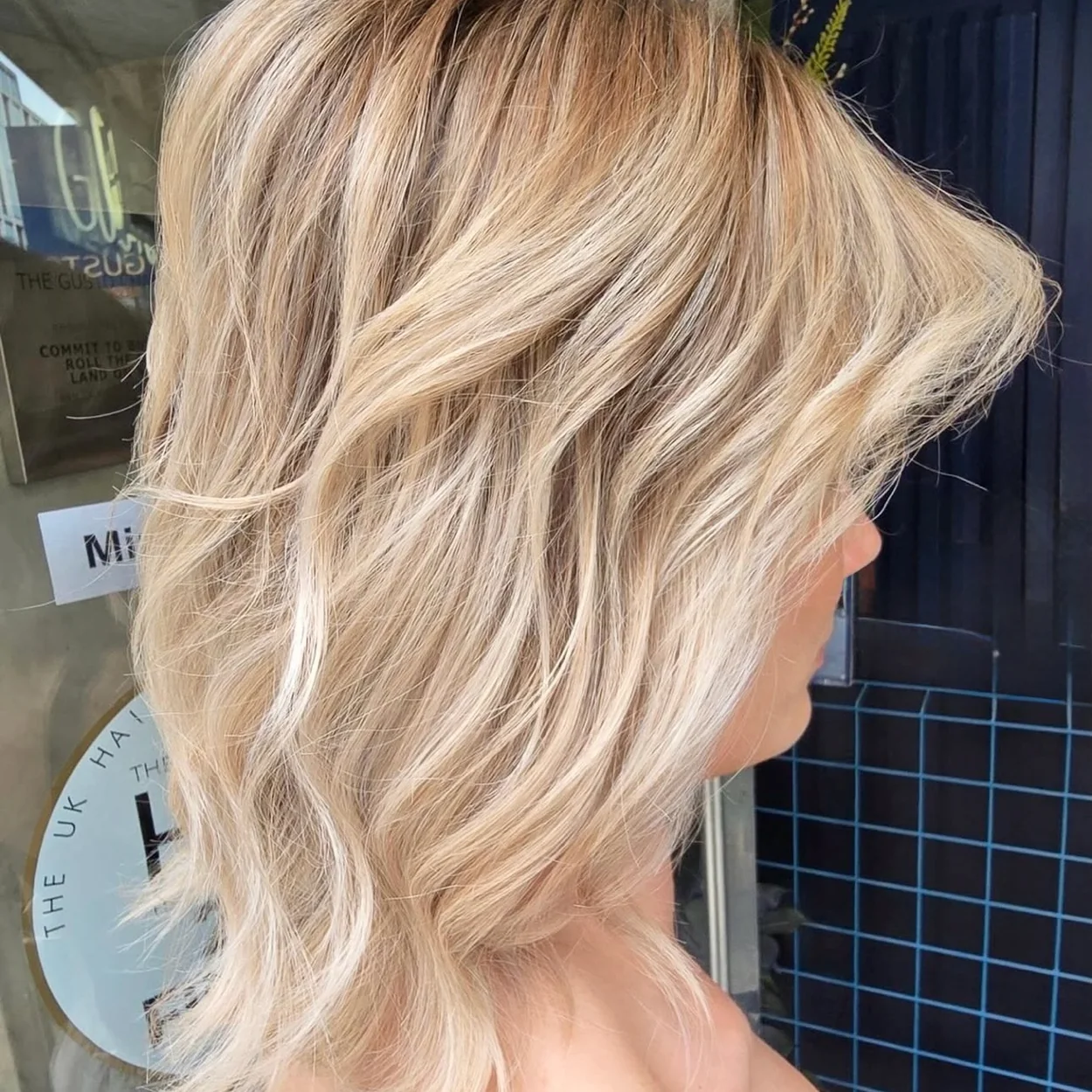 Gusto Hairdressing bright blonde balayage with soft layers