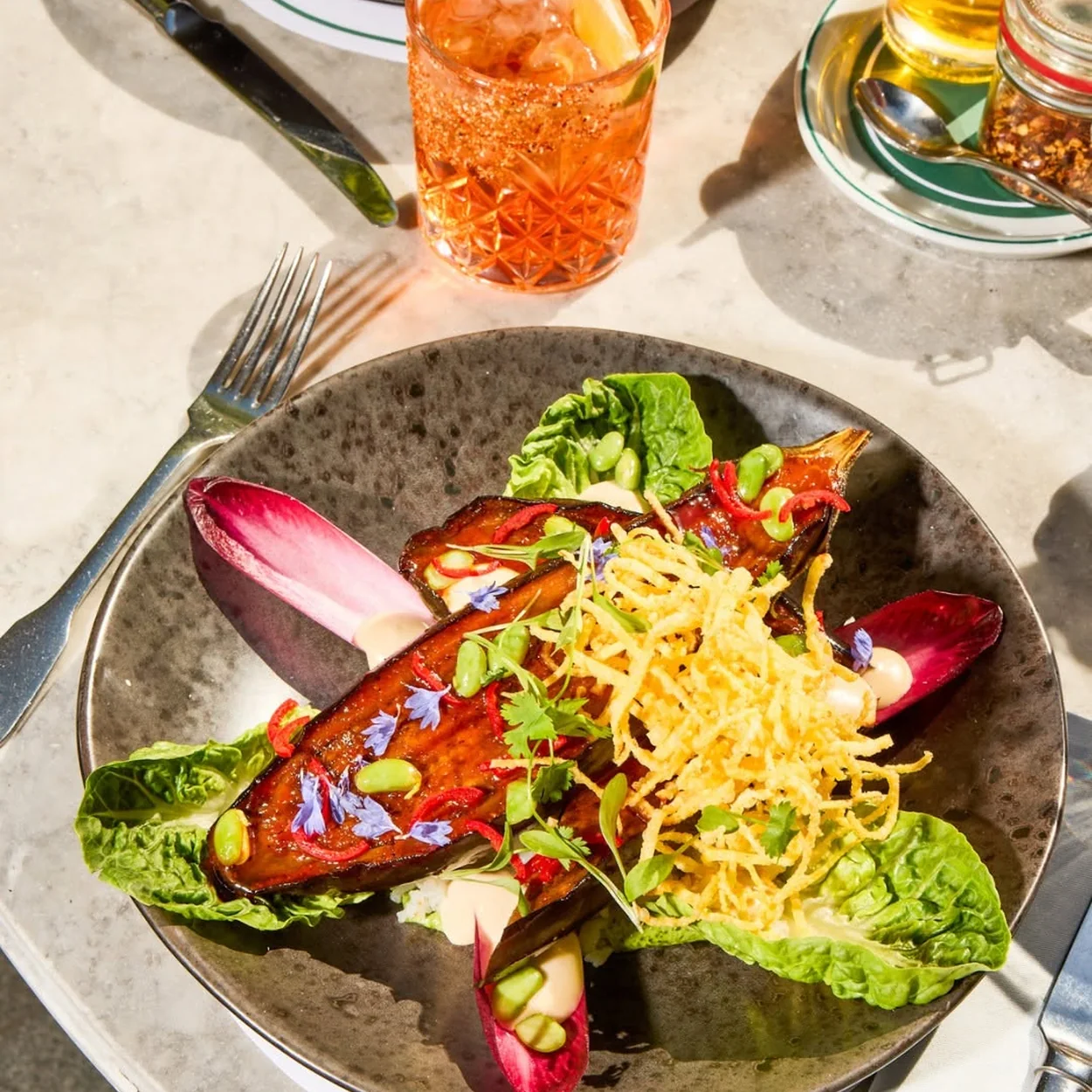 The Ivy Market Grill chicory salad with crispy shallots and a spritz