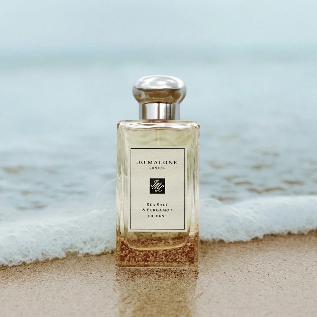 Jo Malone London Sea Salt and Bergamot cologne at the water's edge