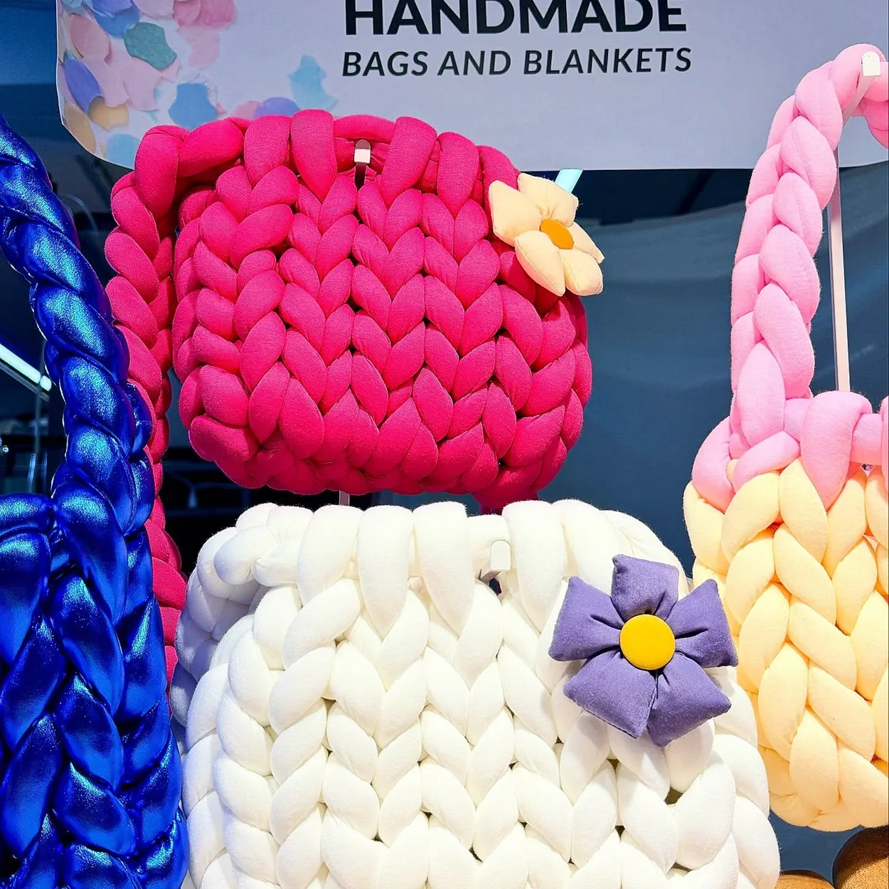 Jubilee Market handmade bags and blankets stall in Jubilee Hall