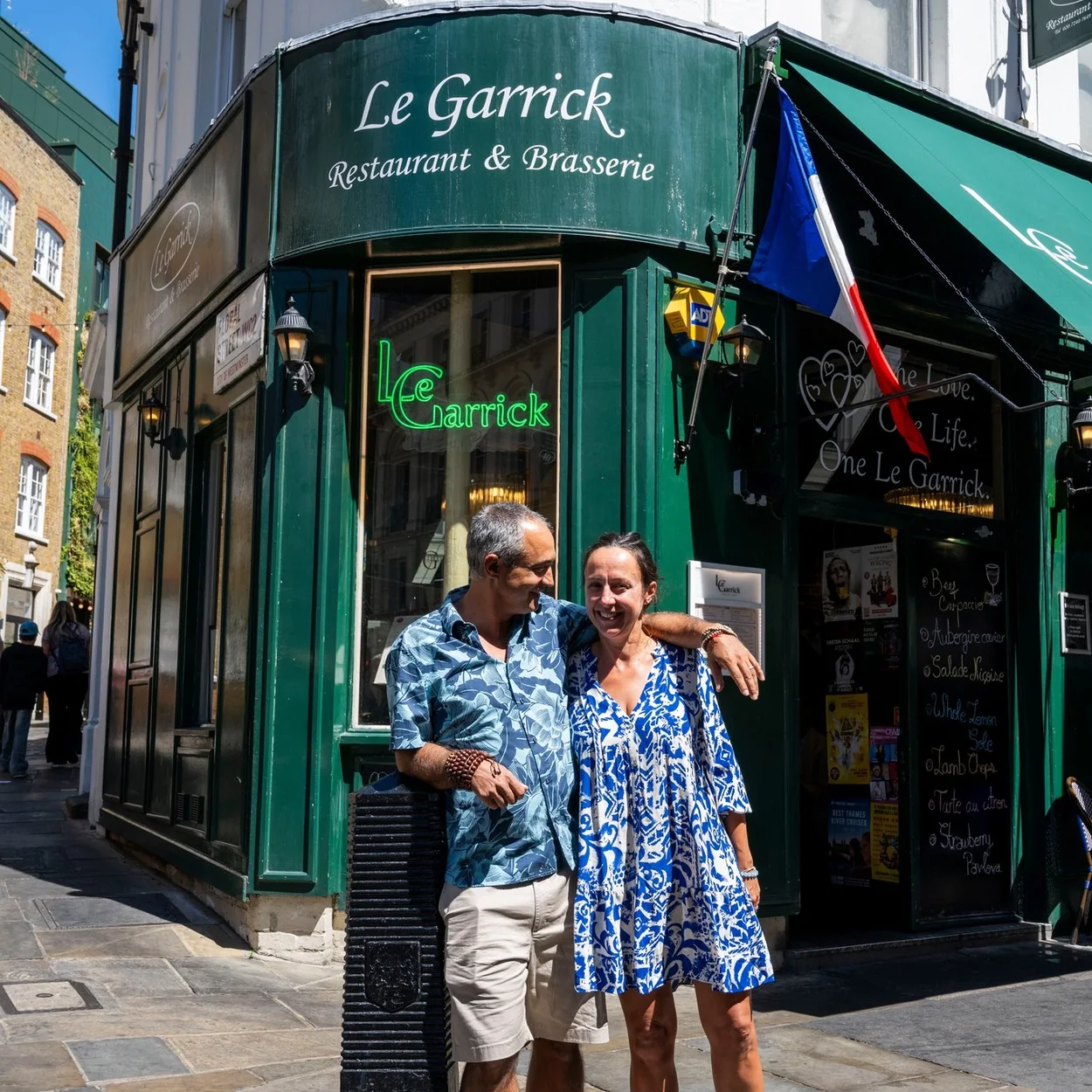 Le Garrick green shopfront on the corner of Garrick Street, Covent Garden