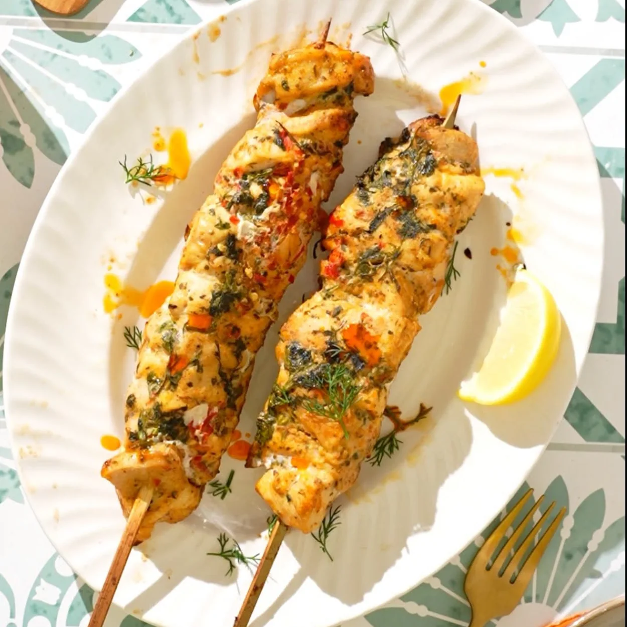 Marks & Spencer Foodhall grilled chicken skewers with lemon