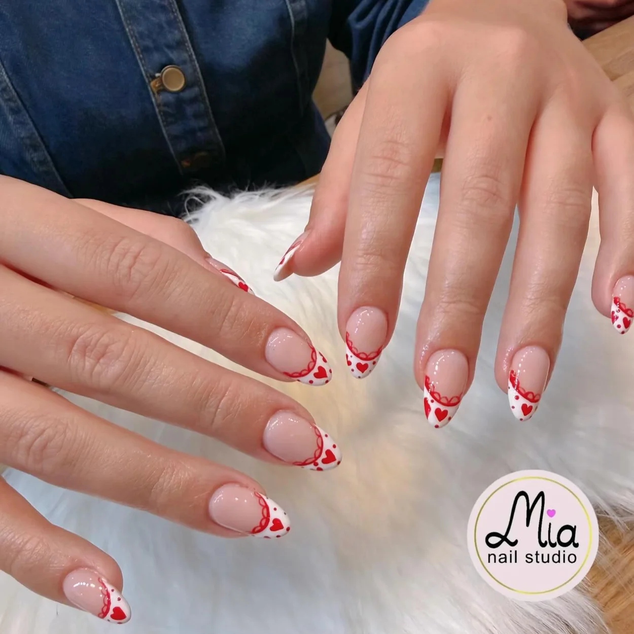 Mia Nails Covent Garden strawberry nail art on sheer French tips
