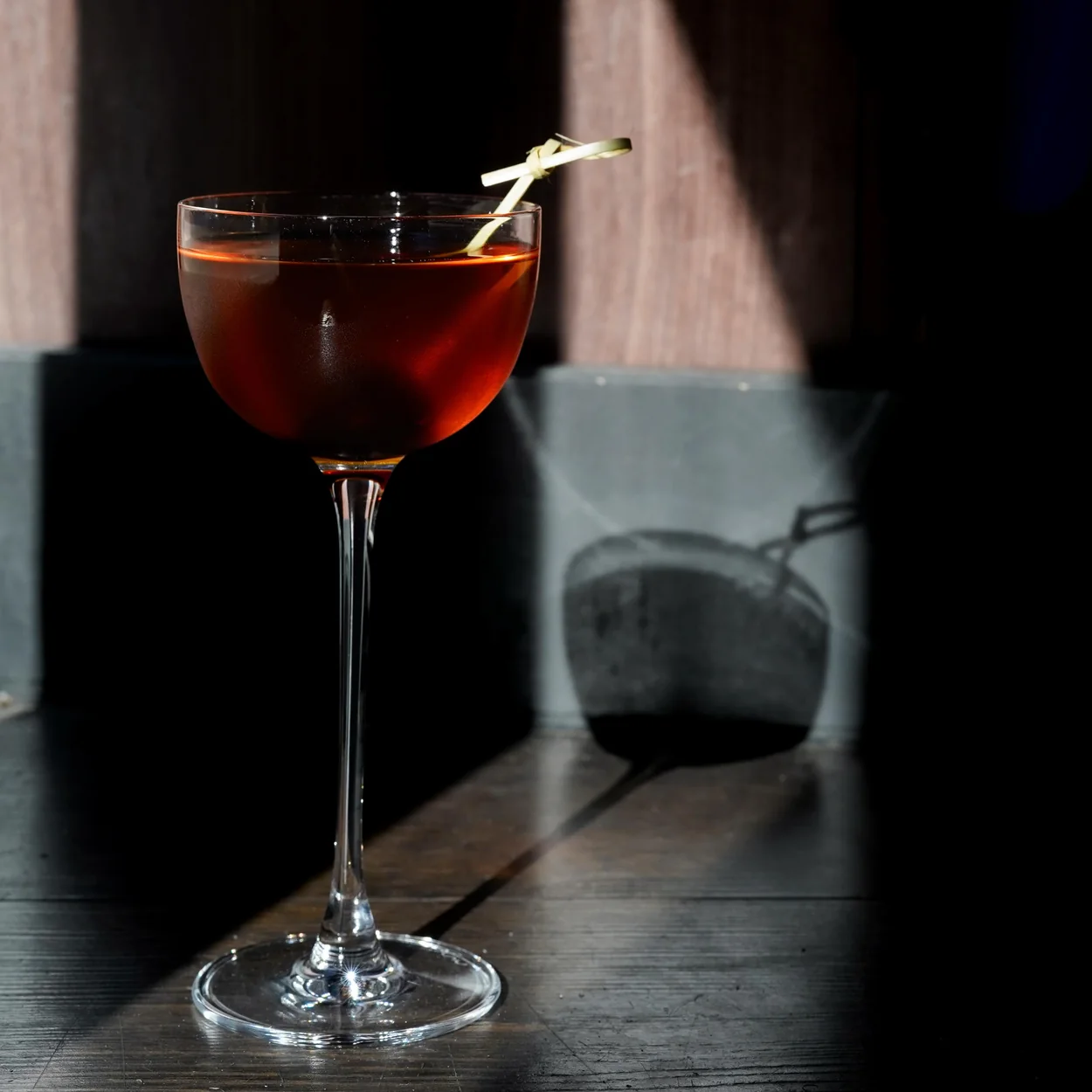 Moto Japanese cocktail served in a coupe glass