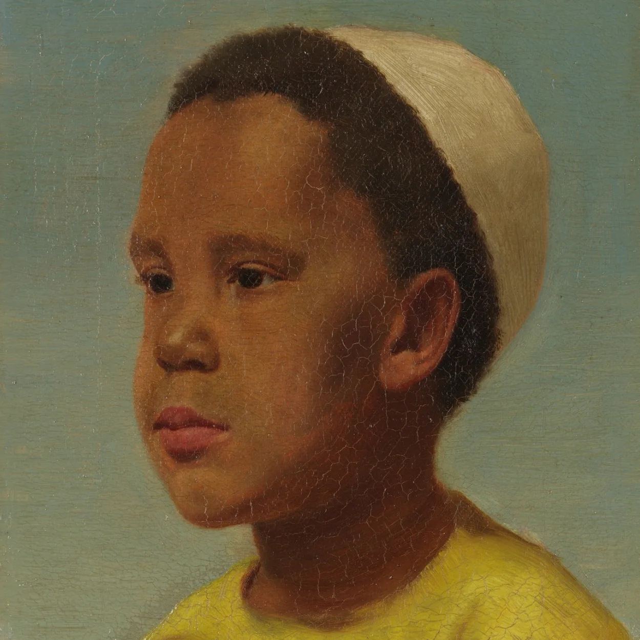National Portrait Gallery painted portrait of a young boy in a white cap