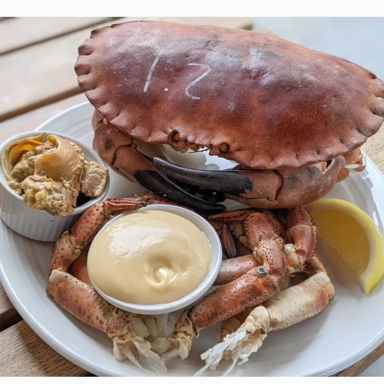 The Oystermen whole dressed crab with mayonnaise and lemon