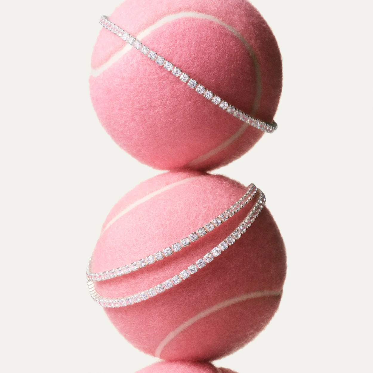 Pandora sparkling tennis bracelets styled on pink tennis balls