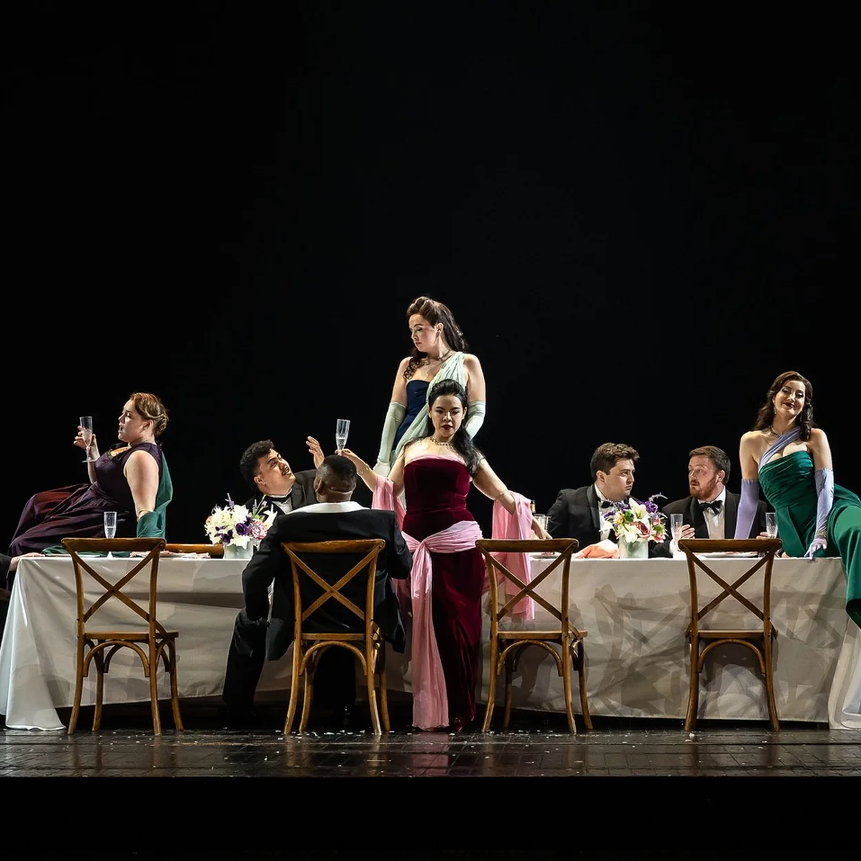 Royal Opera House dinner scene staged in the main auditorium