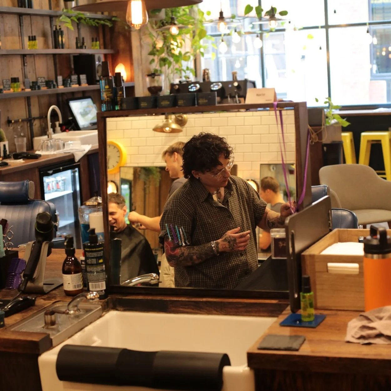 Ruffians Covent Garden interior with basins, mirrors and product shelves