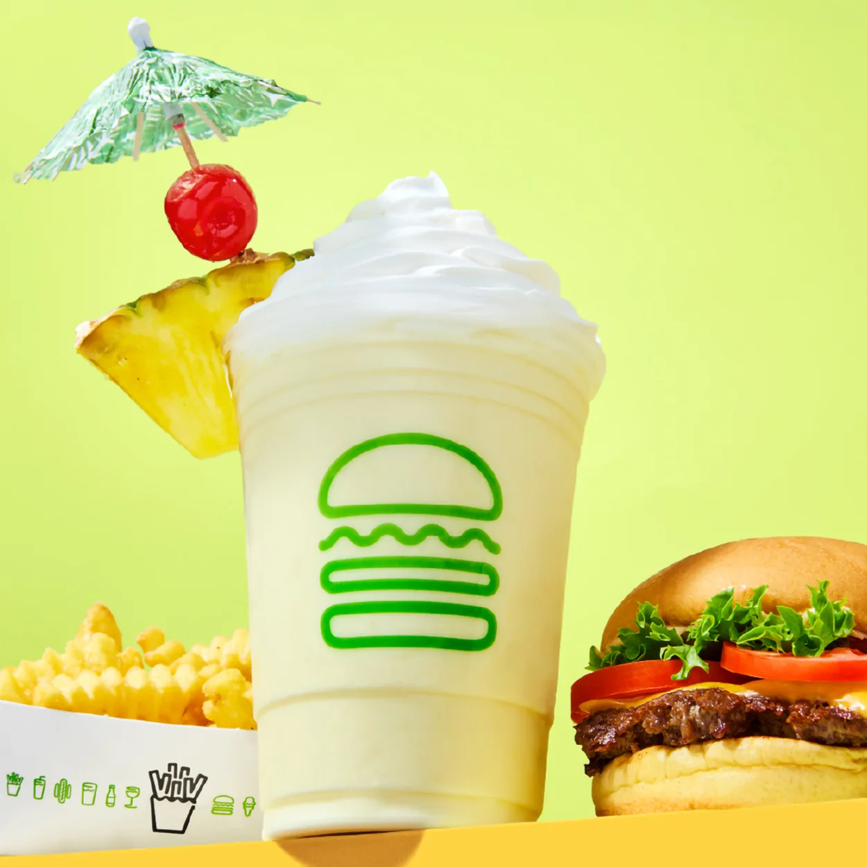 Shake Shack Covent Garden shake with a burger and fries
