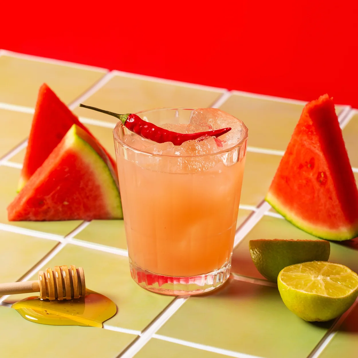 Simmons Bar watermelon and chilli cocktail served over ice
