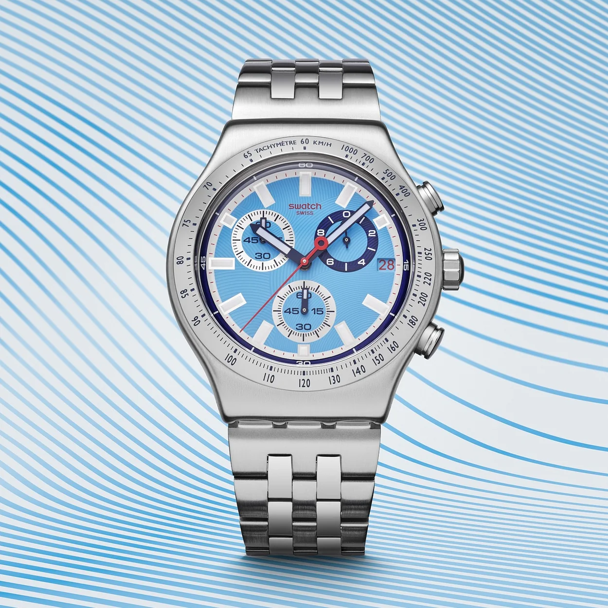 Swatch Irony steel chronograph with blue dial