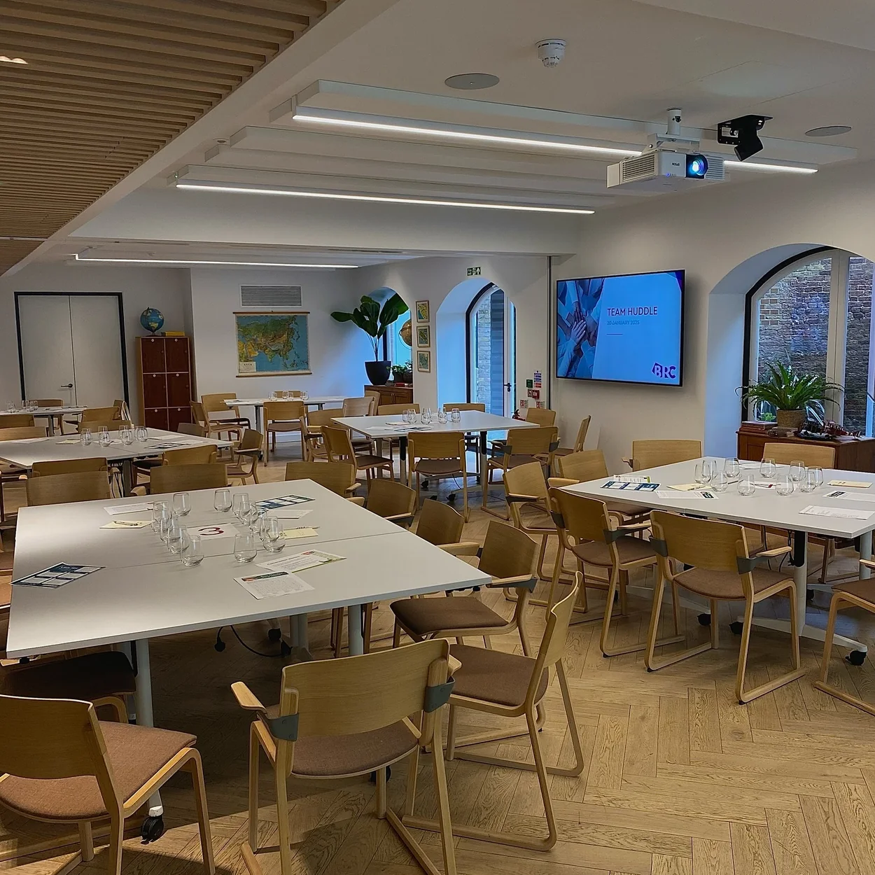 The Form Rooms Humanities Block set up cabaret style for a workshop