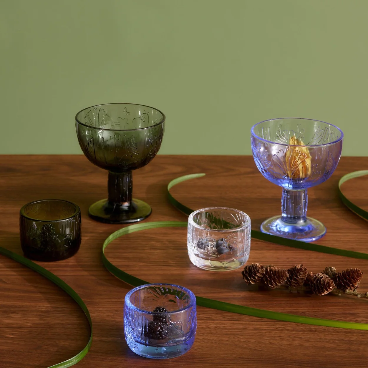 The Moomin Shop coloured glassware