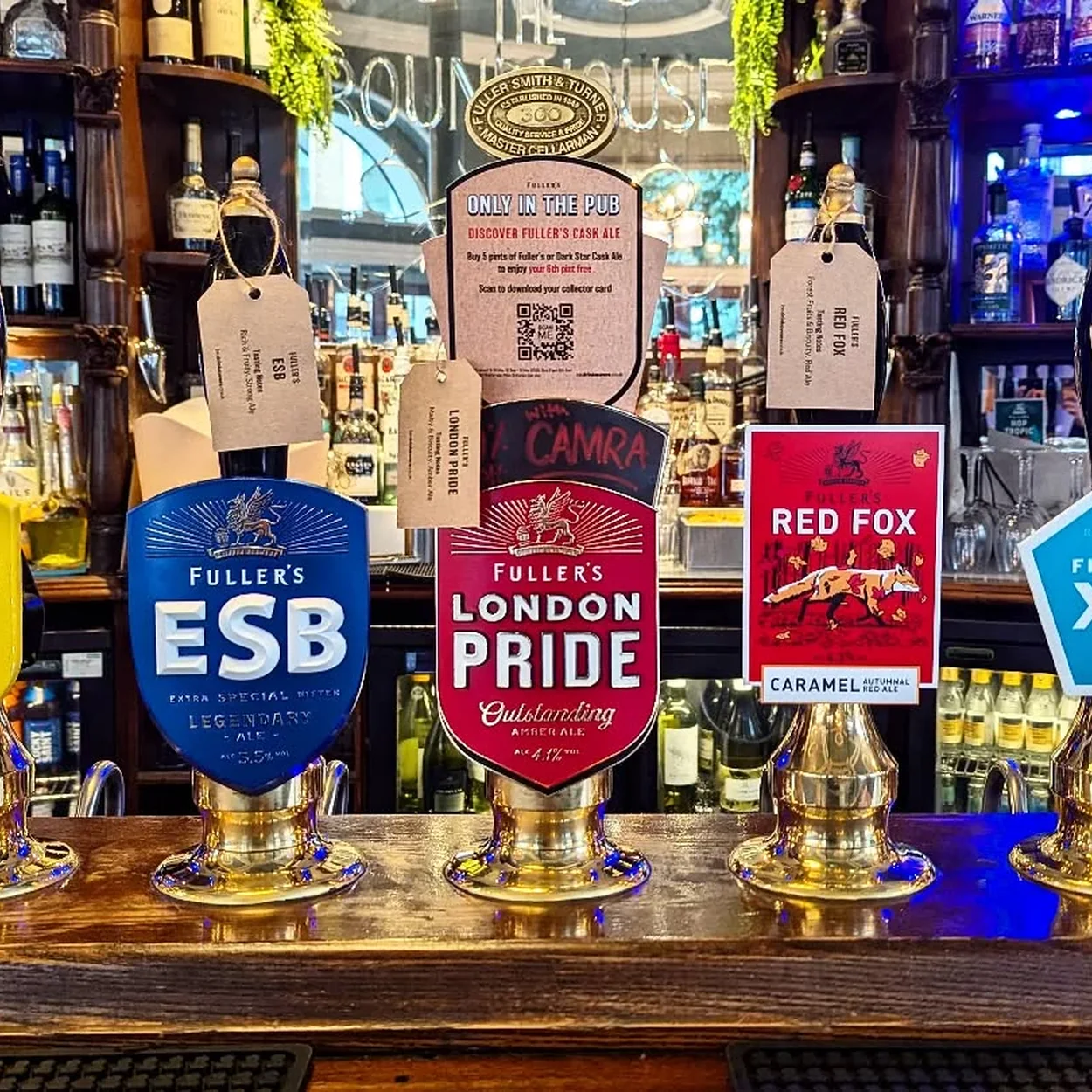 The Round House cask ale pump clips including ESB and London Pride
