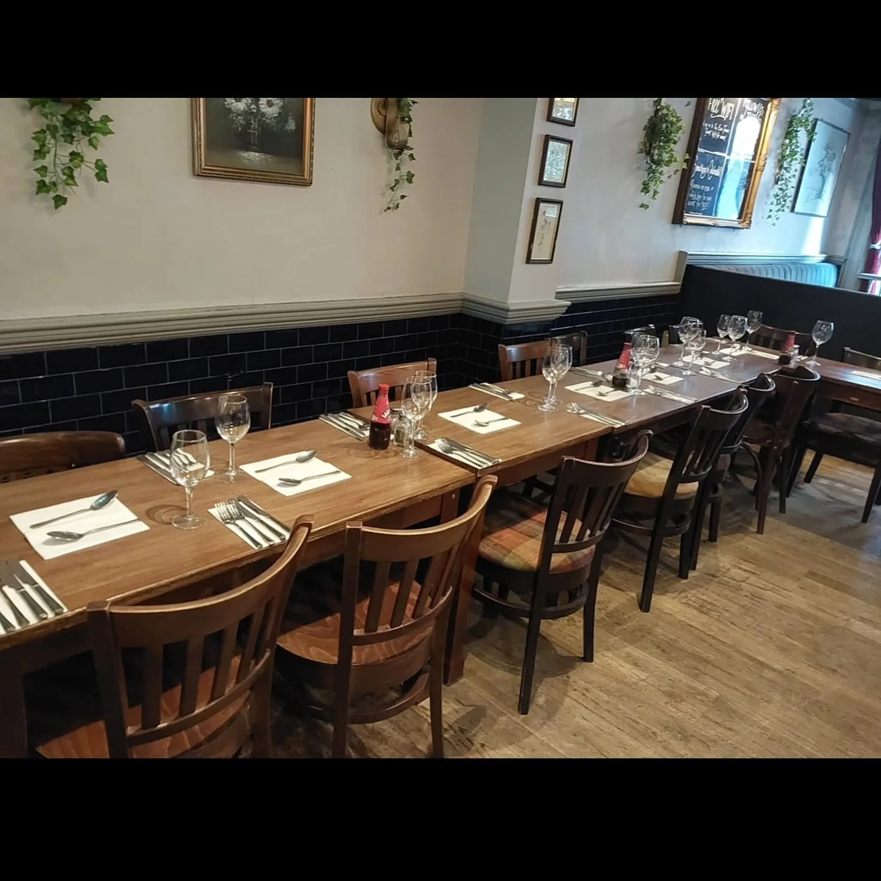 The Sun Tavern dining tables set for a group booking