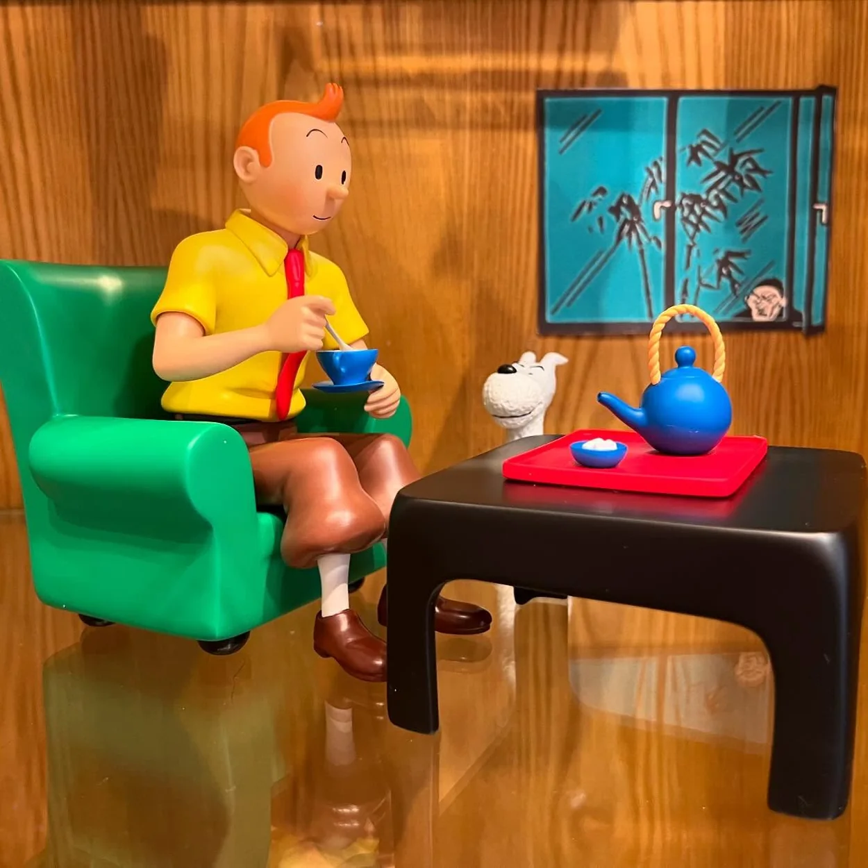The Tintin Shop Tintin and Snowy figurine scene