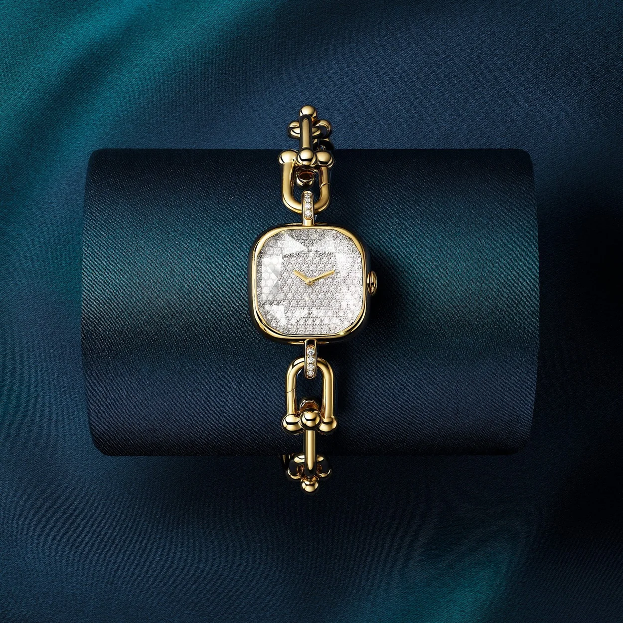 Tiffany & Co. gold watch on a HardWear link bracelet