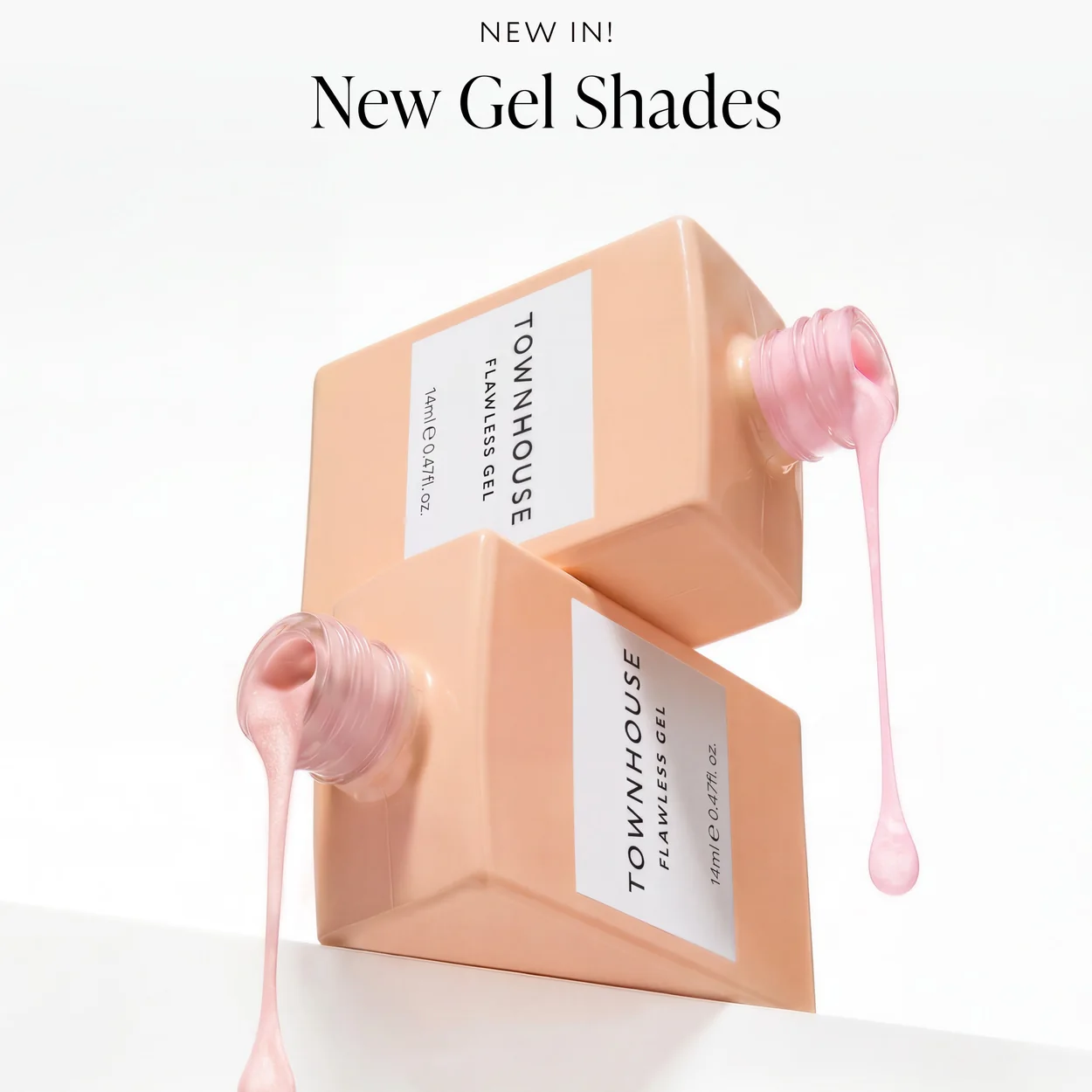 Townhouse own-brand gel polish bottles in peach shades