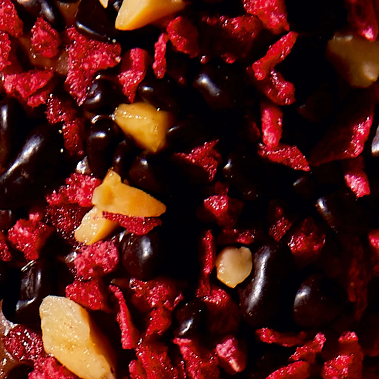 Venchi chocolate with freeze-dried raspberry and hazelnut pieces