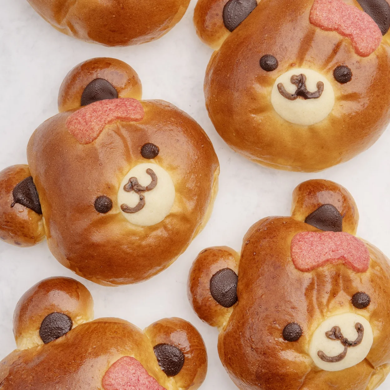 WA Bakery bear-shaped cream buns with chocolate chip faces