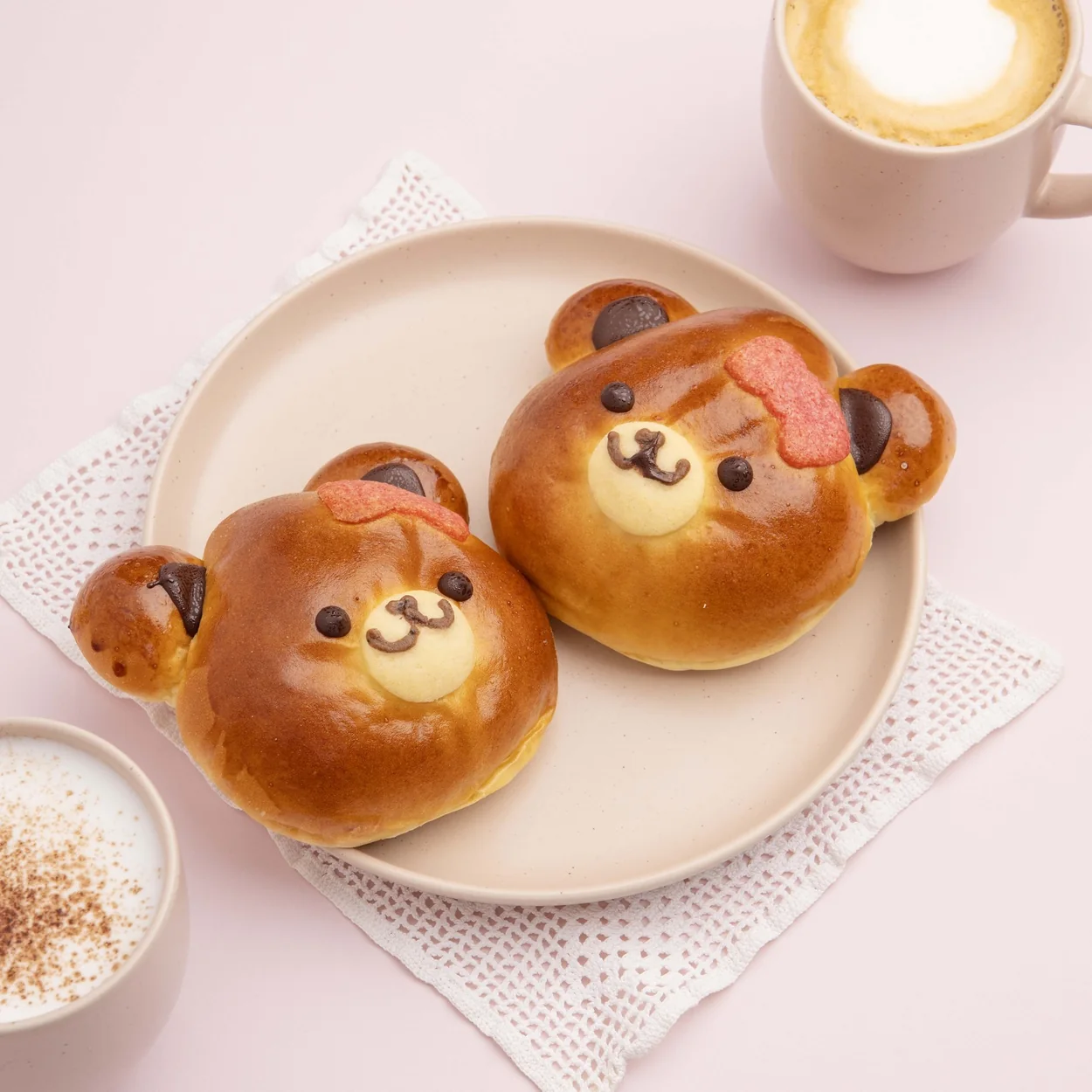 WA Bakery bear buns with a cappuccino
