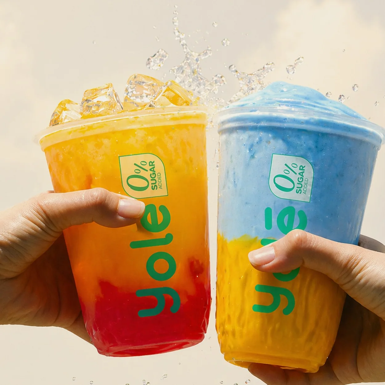 Yole zero sugar slush drinks in branded cups