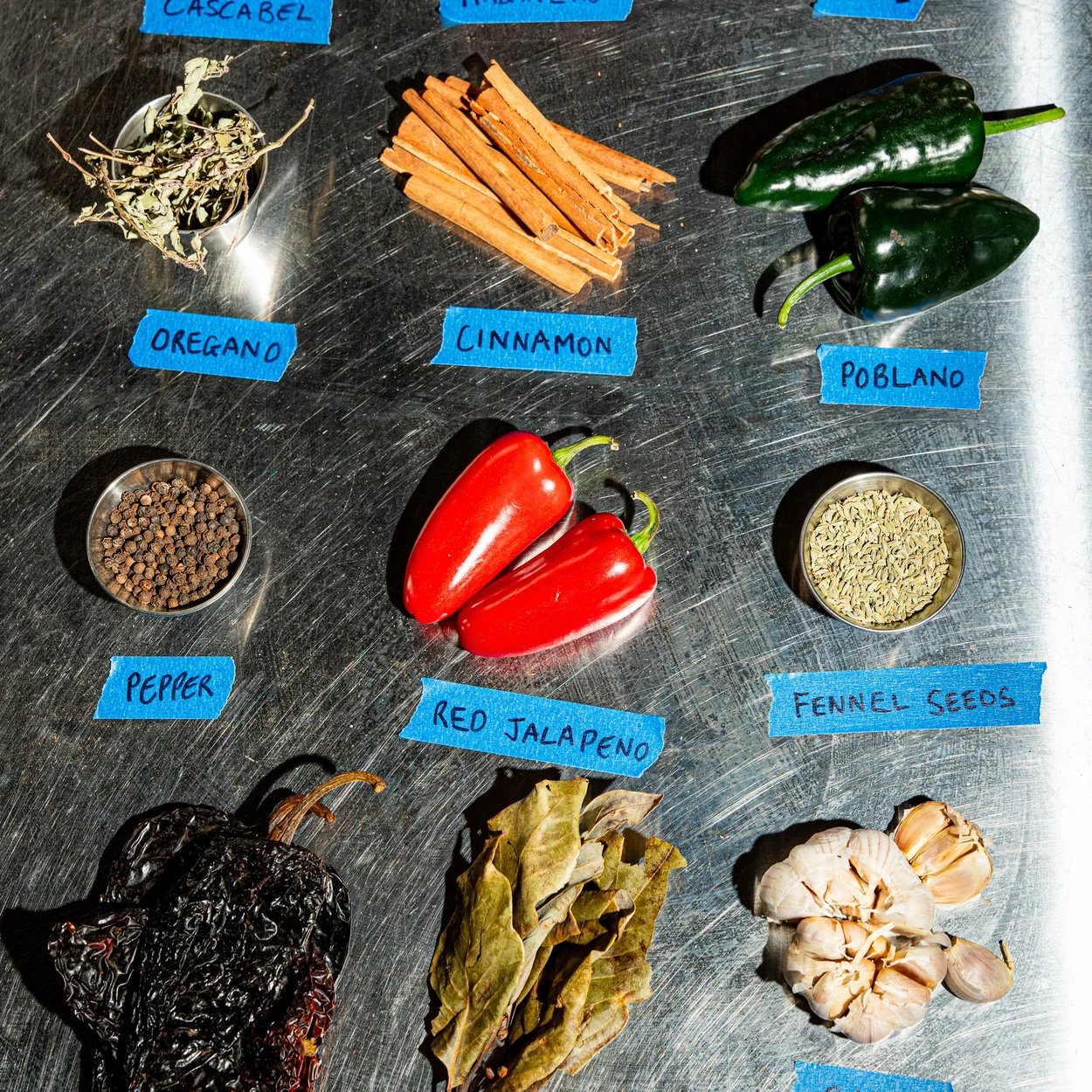 Dried chillies and spices used at MASA Tacos