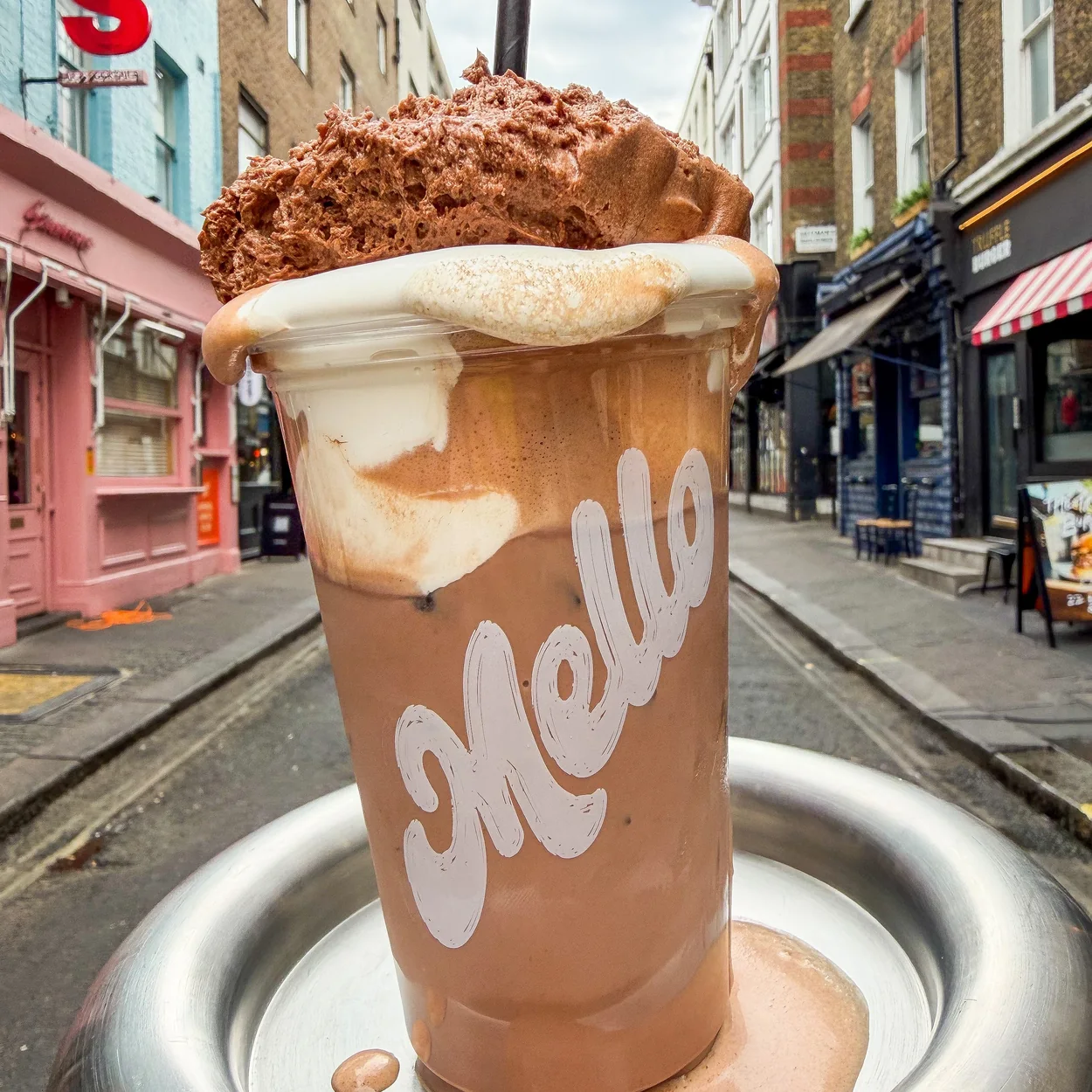 Mello Deluxe chocolate dessert cup topped with mousse